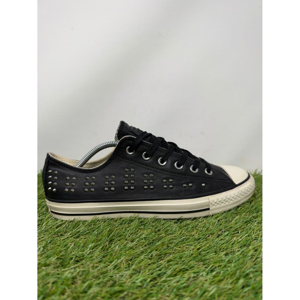 Converse Chuck Taylor All Star Low Shoes Womens 10 Black Leather Studs Punk